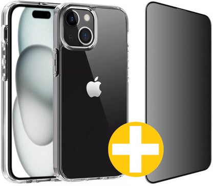 iPhone 15 transparant hoesje met privacy screenprotector