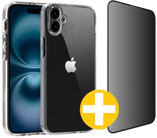 iPhone 16 Plus transparant hoesje met privacy screenprotector