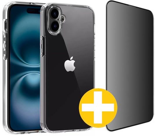 iPhone 16 Plus transparant hoesje met privacy screenprotector