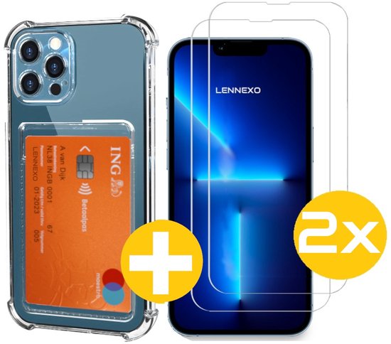 Lennexo pashouder hoesje voor iPhone 13 Pro met screenprotector