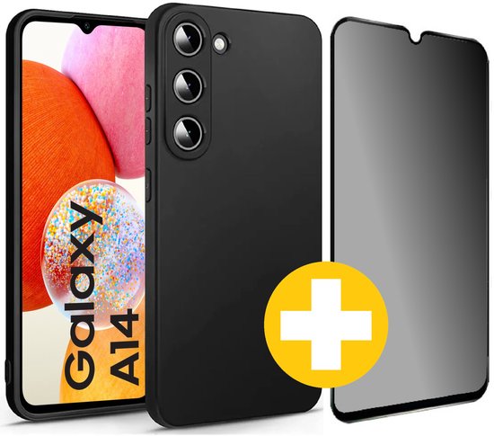 Samsung A14 Hoesje en Privacy Screenprotector Set