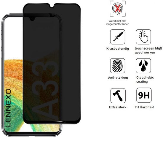 Lennexo pashouder hoesje met privacy screenprotector Samsung A33