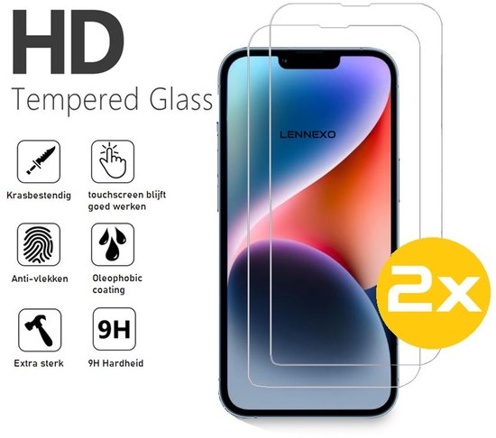 Lennexo hoesje en screenprotector combi geschikt voor iPhone 14
