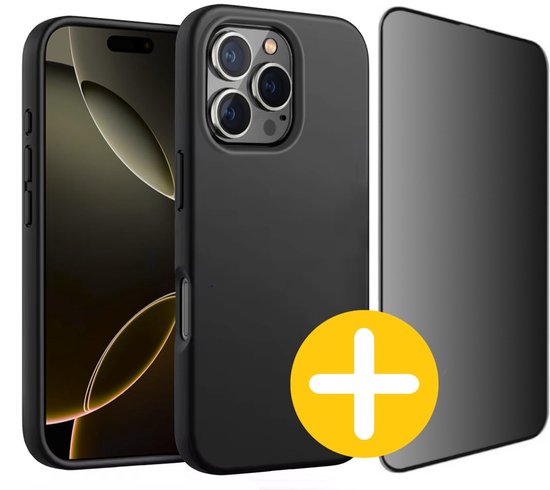 iPhone 16 Pro Max siliconen hoesje en privacy screenprotector