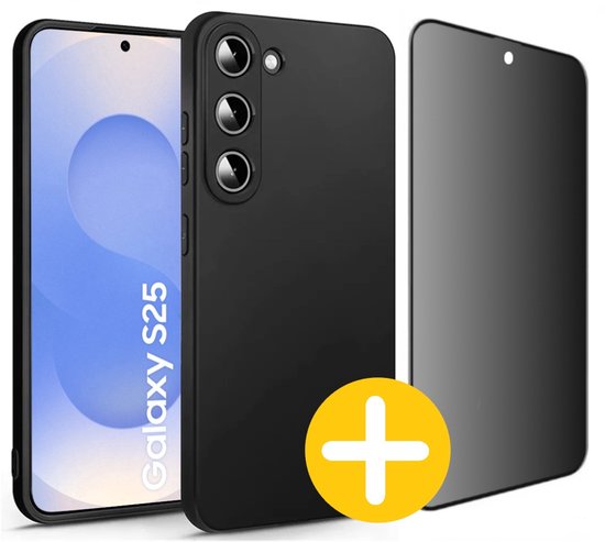 Samsung S25 siliconen hoesje met privacy screenprotector