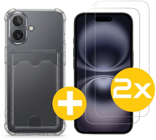 Lennexo pashouder hoesje en screenprotector voor iPhone 16