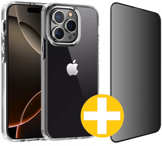 Transparant Hoesje en Privacy Screenprotector iPhone 16 Pro Max