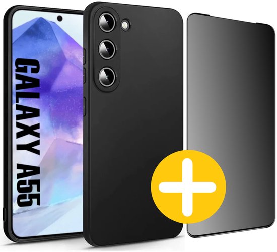 Siliconen telefoonhoesje en privacy screenprotector voor Samsung A55