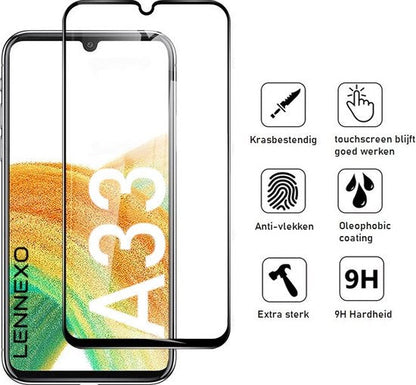 Lennexo Full Cover Tempered Glass Screenprotector voor Samsung Galaxy A33 5G