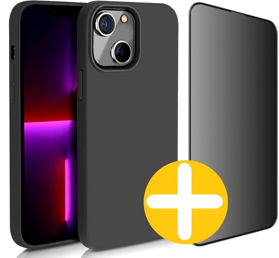 Siliconen hoesje en privacy screenprotector voor iPhone 14