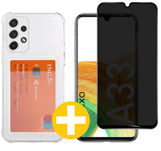 Lennexo pashouder hoesje met privacy screenprotector Samsung A33