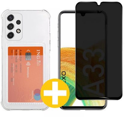 Lennexo pashouder hoesje met privacy screenprotector Samsung A33