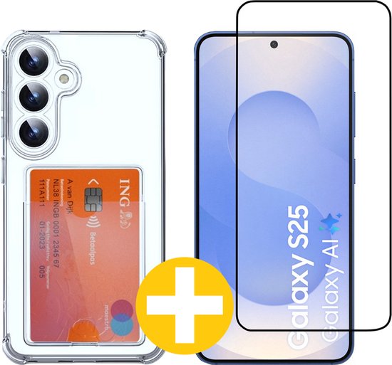 Lennexo pashouder hoesje met screenprotector voor Samsung S25