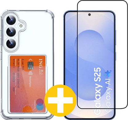 Lennexo pashouder hoesje met screenprotector voor Samsung S25