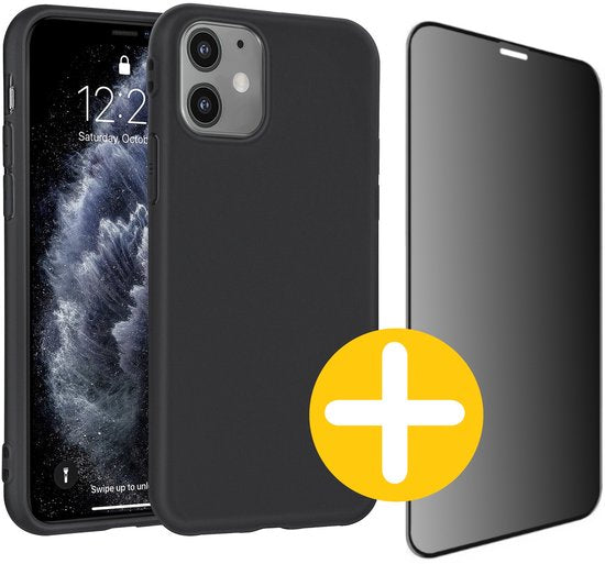 iPhone 11 siliconen hoesje met privacy screenprotector