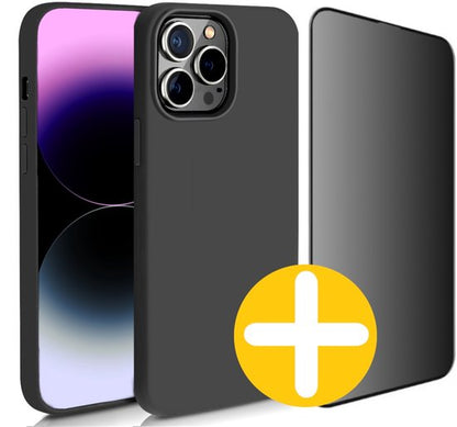 iPhone 14 Pro siliconen hoesje en privacy screenprotector