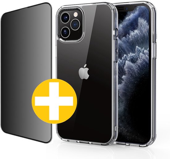 iPhone 12 / 12 Pro transparant hoesje met privacy screenprotector