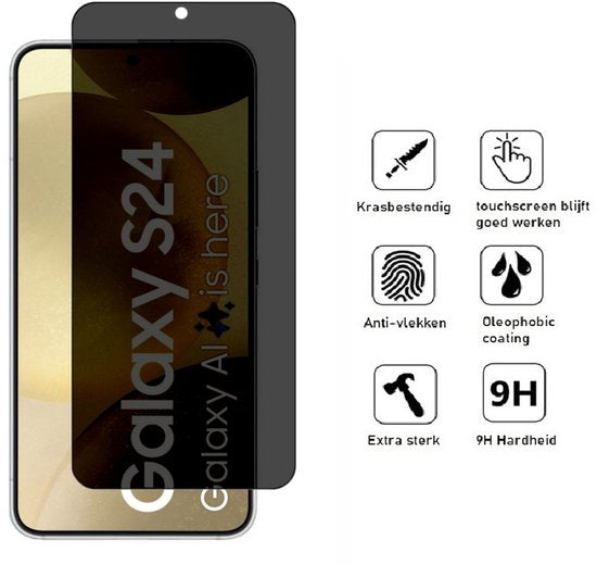 Samsung Galaxy S24 transparant hoesje en privacy screenprotector