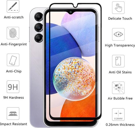 Lennexo Tempered Glass Screenprotector voor Samsung Galaxy A14