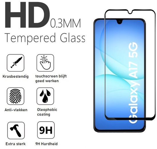 Lennexo Full Cover Tempered Glass Screenprotector voor Samsung A17