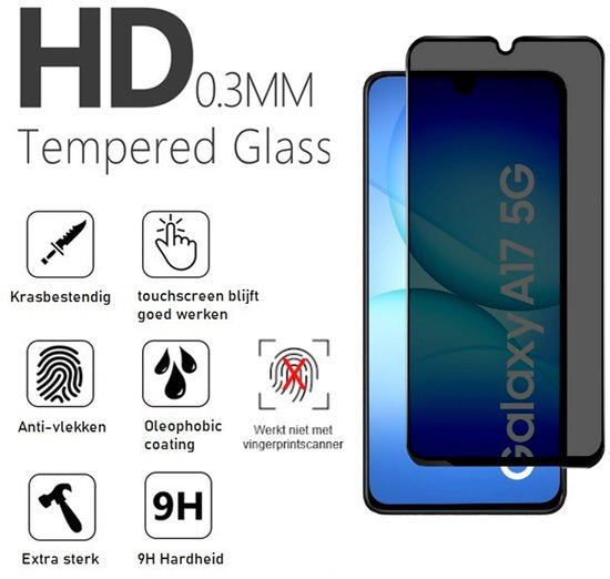 Samsung Galaxy A17 hoesje en privacy screenprotector