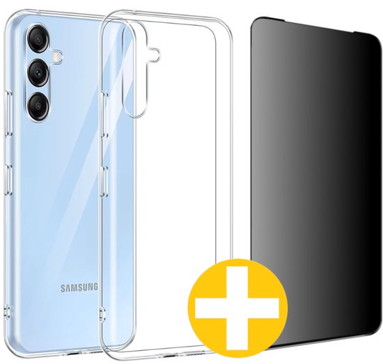 Samsung A54 transparant hoesje en privacy screenprotector combi