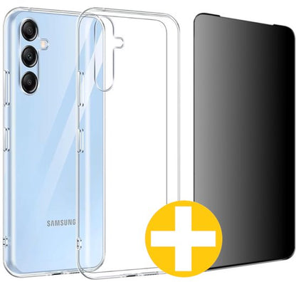 Samsung A54 transparant hoesje en privacy screenprotector combi