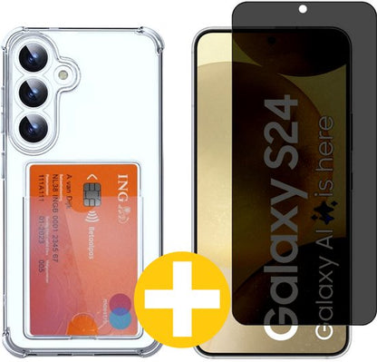 Lennexo pashouder hoesje en privacy screenprotector voor Samsung S24