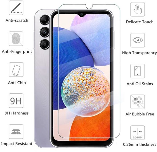 Lennexo hoesje en screenprotector voor Samsung Galaxy A14