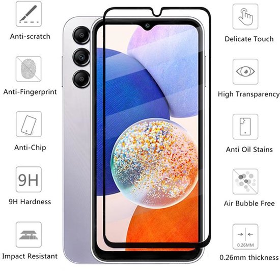 Lennexo Pashouder Hoesje en Screenprotector Combi Voor Samsung A14