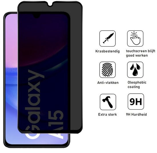 Samsung A15 hoesje en privacy screenprotector