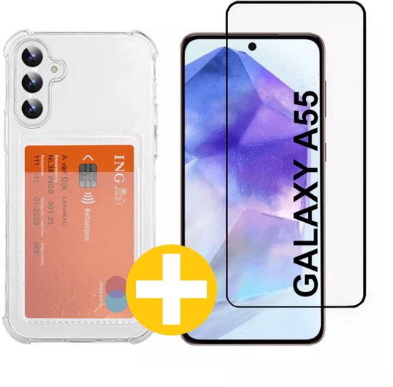 Lennexo pashouder hoesje met screenprotector voor Samsung A55
