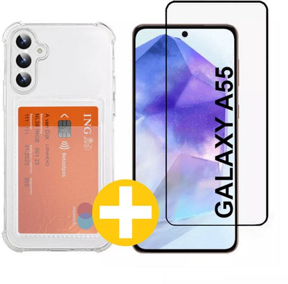 Lennexo pashouder hoesje met screenprotector voor Samsung A55