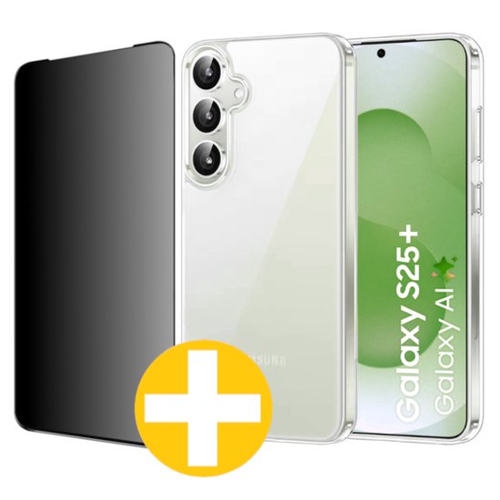 Samsung S25+ transparant hoesje met privacy glas