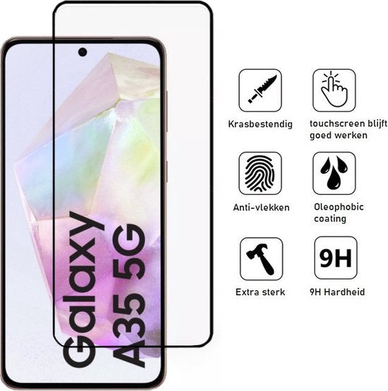 Lennexo Full Cover Tempered Glass Screenprotector voor Samsung Galaxy A35