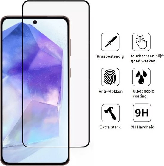 Lennexo Full Cover screenprotector voor Samsung Galaxy A55