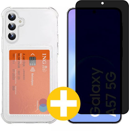 Lennexo pashouder hoesje en privacy screenprotector voor Samsung A57