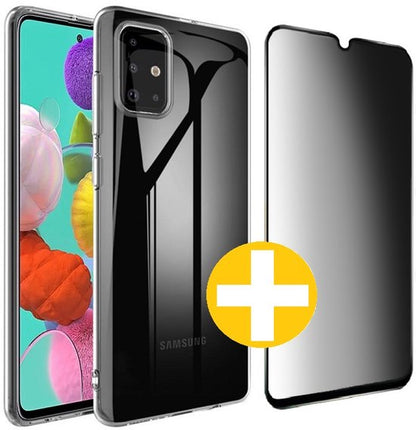 Samsung A12 hoesje en privacy screenprotector
