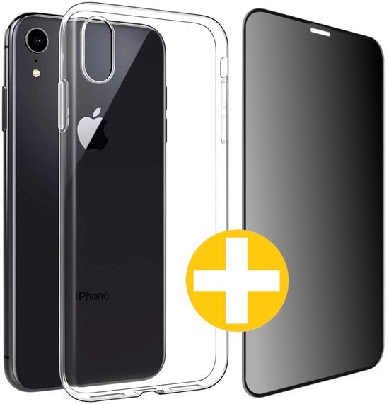 iPhone XR Hoesje en Privacy Screenprotector Combi