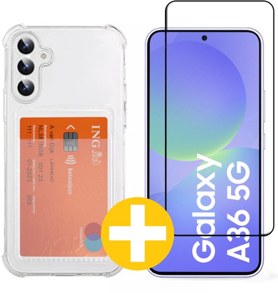 Lennexo Pashouder Hoesje en Screenprotector Voor Samsung A36