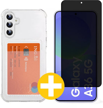 Lennexo pashouder hoesje en privacy screenprotector voor Samsung A36