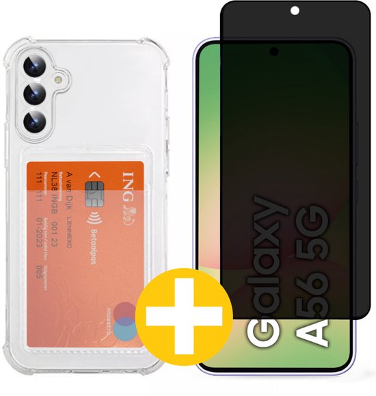 Lennexo pashouder hoesje met privacy screenprotector voor Samsung A56