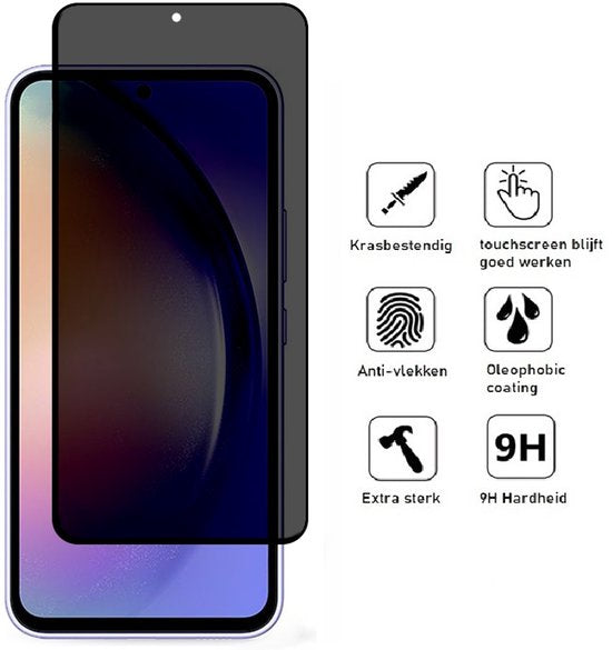 Samsung A54 transparant hoesje en privacy screenprotector combi