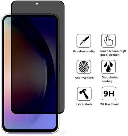 Samsung A54 transparant hoesje en privacy screenprotector combi