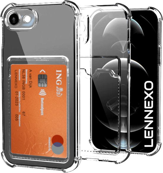 Lennexo pashouder hoesje met screenprotector voor iPhone SE / 8 / 7