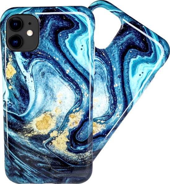 Lennexo iPhone 12 / 12 Pro siliconen marmer hoesje