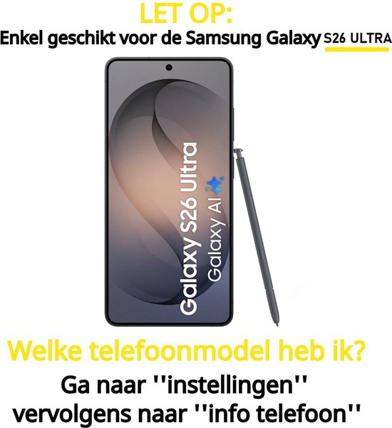 Tempered glass screenprotector voor Samsung Galaxy S26 Ultra