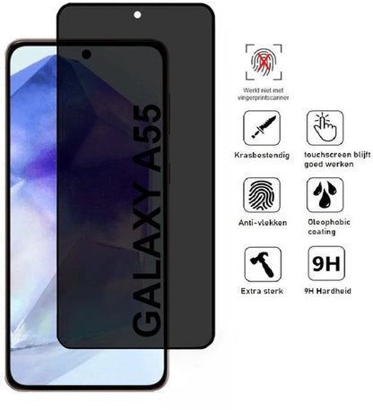 Lennexo Pashouder Hoesje en Privacy Screenprotector voor Samsung A55