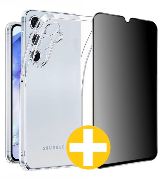 Samsung A26 transparant hoesje en privacy screenprotector