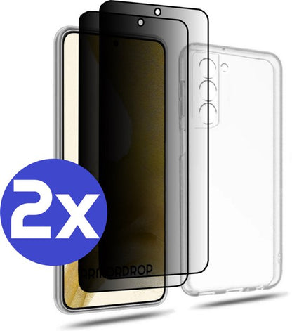 ArmorDrop transparant hoesje met 2x privacy screenprotector voor Samsung S22